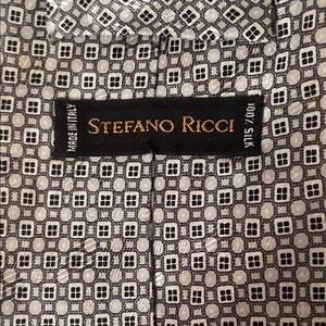 Stefano Ricci Grey and White Silk Tie